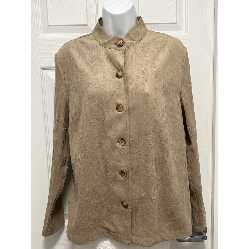 Vintage ORVIS Women’s Jacket Size 12 Light Brown Soft Button Front Coat Casual